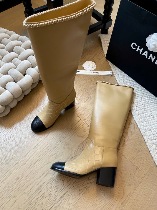 leather chunky heel boots
