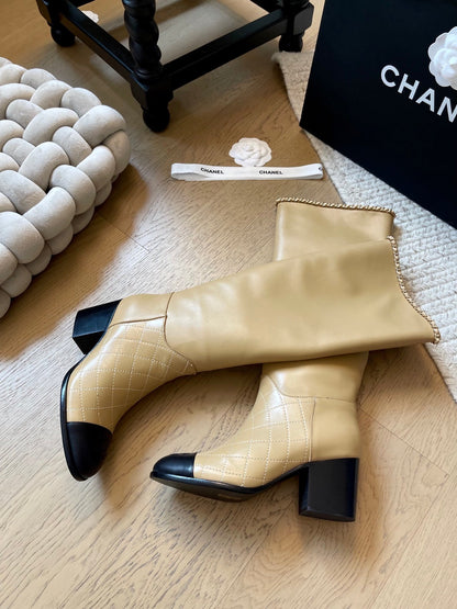 leather chunky heel boots