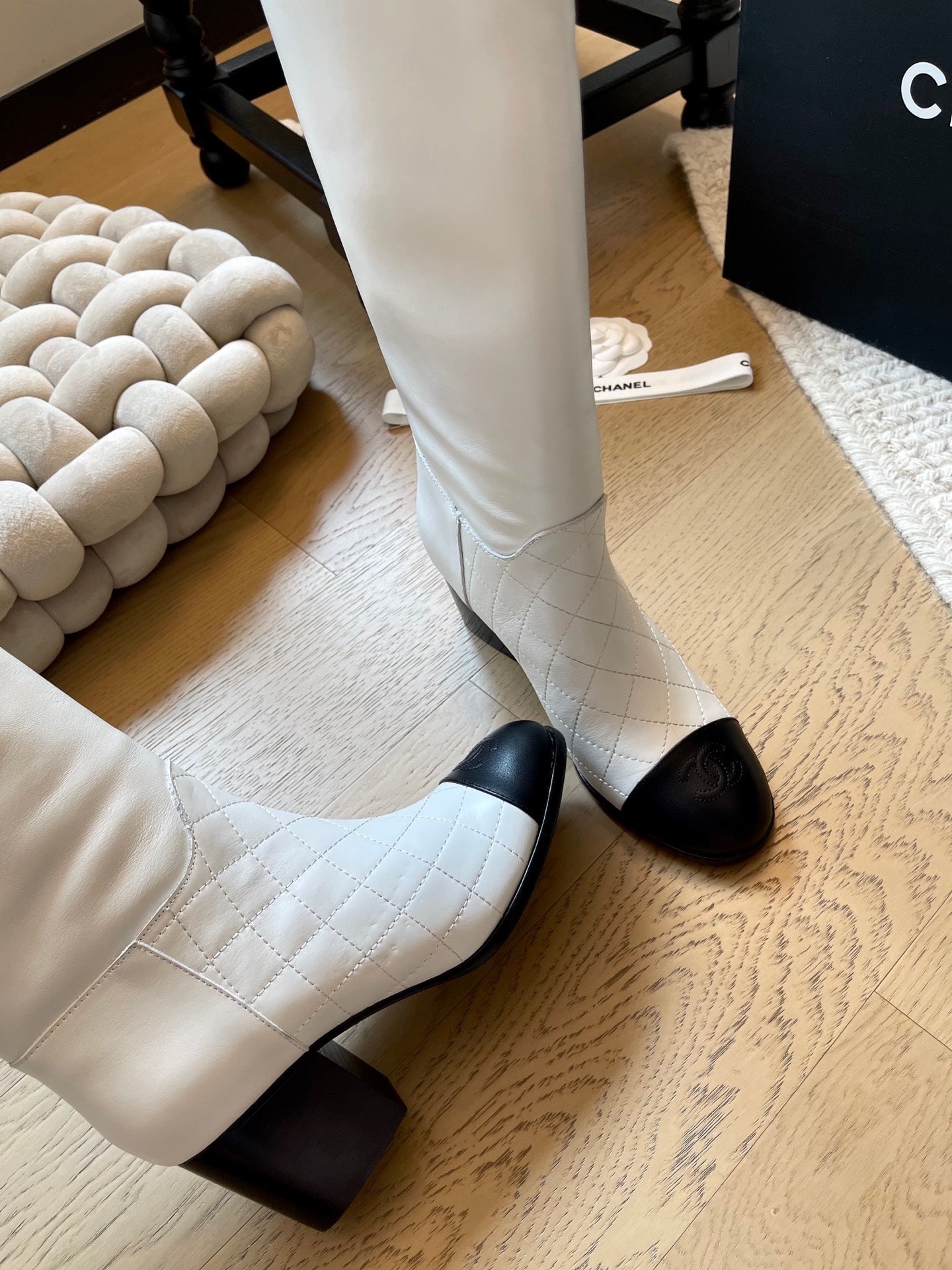 leather chunky heel boots