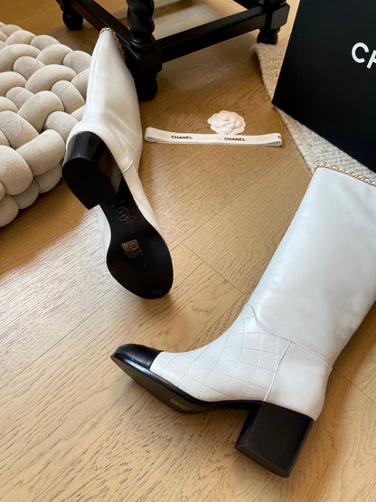 leather chunky heel boots
