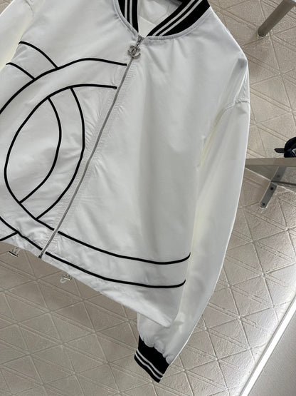 Casual baseball jacket and trousers set.