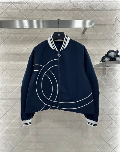 Casual baseball jacket and trousers set.