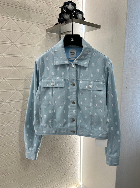 Printed denim jacket