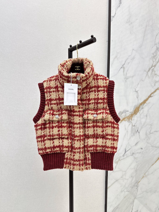 Ski Tweed Plaid Down Vest