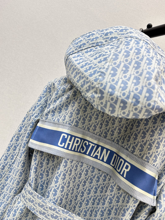 Hooded mid-length jacket