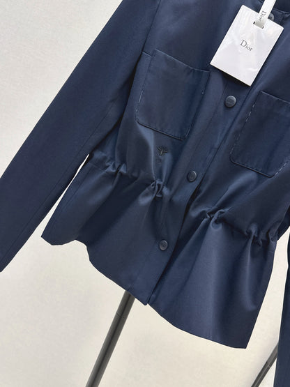 Round-neck, waisted trench coat