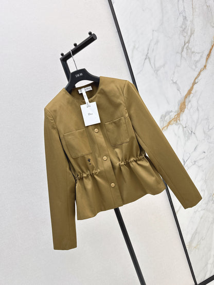 Round-neck, waisted trench coat