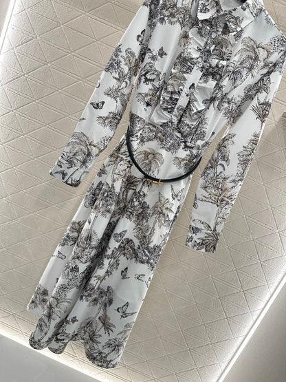 25fw Printed belt dress