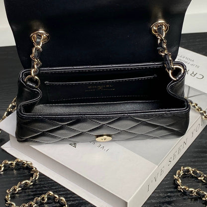 mini black lambskin chain bag