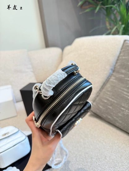 25 New panda color multi-purpose small backpack made of sheepskin