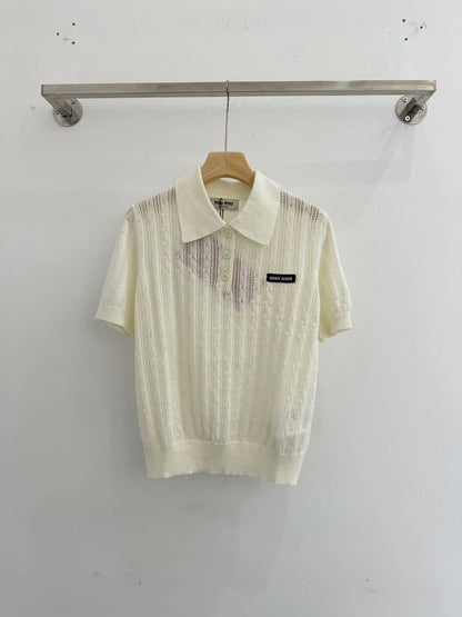 25ssPolo collar knit short sleeve top