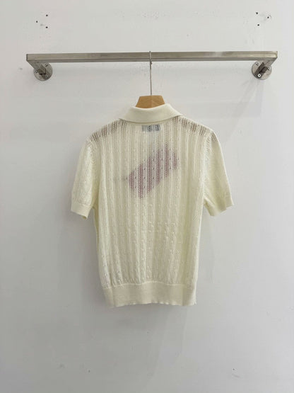 25ssPolo collar knit short sleeve top