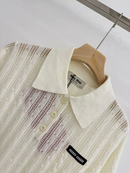 25ssPolo collar knit short sleeve top