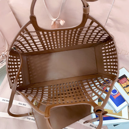 M 25 New Product Vegetable Basket Sea Salt White Soft Naa Leather Handbag 5BA294