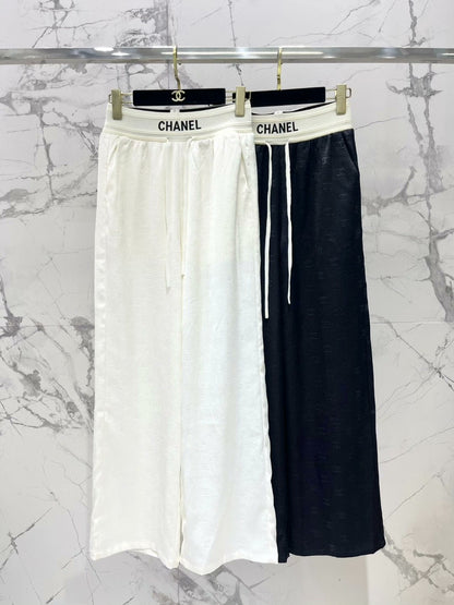 25 spring and summer elastic waist wide leg pants
