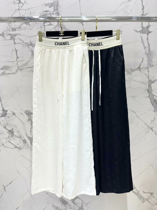 25 spring and summer elastic waist wide leg pants