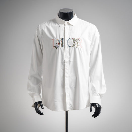 25 Gradient Floral Embroidered Long-Sleeved Shirt