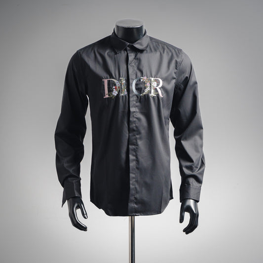25 Gradient Floral Embroidered Long-Sleeved Shirt
