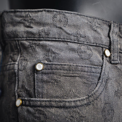 25FW Allover Monogram Gray Jacquard Denim Jacket