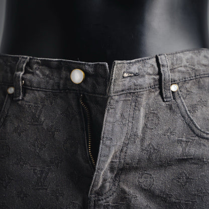25FW Allover Monogram Gray Jacquard Denim Jacket