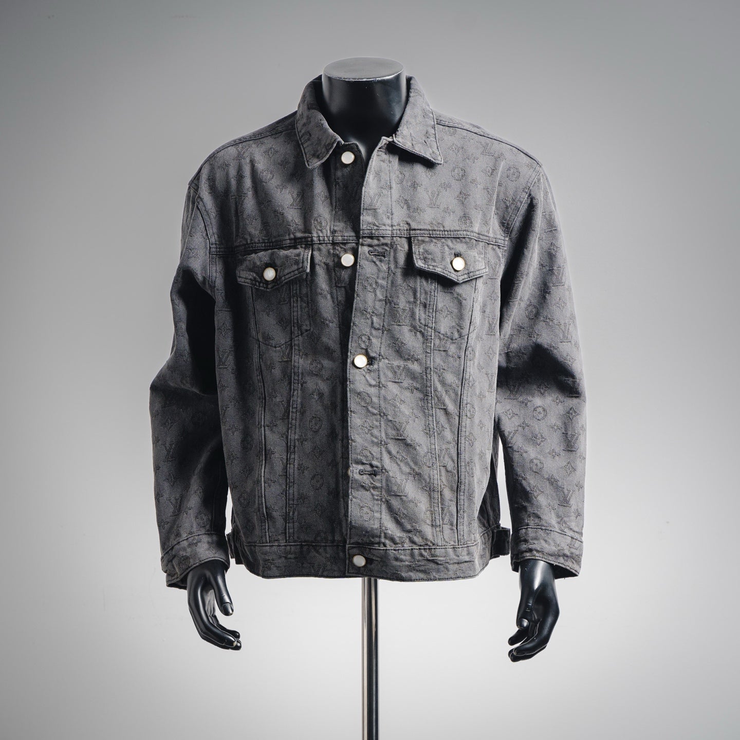 25FW Allover Monogram Gray Jacquard Denim Jacket