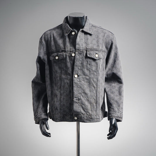 25FW Allover Monogram Gray Jacquard Denim Jacket