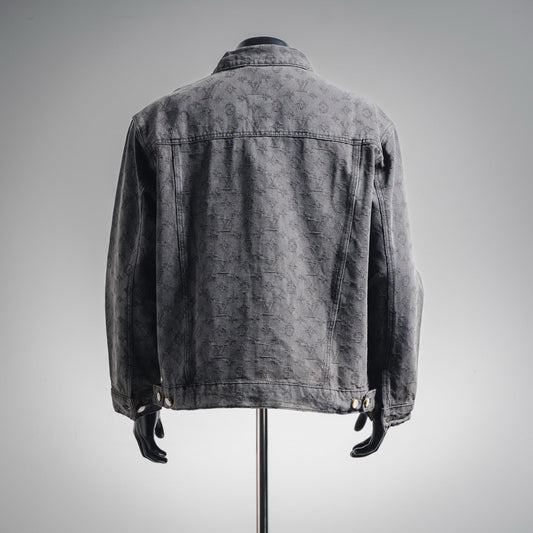 25FW Allover Monogram Gray Jacquard Denim Jacket
