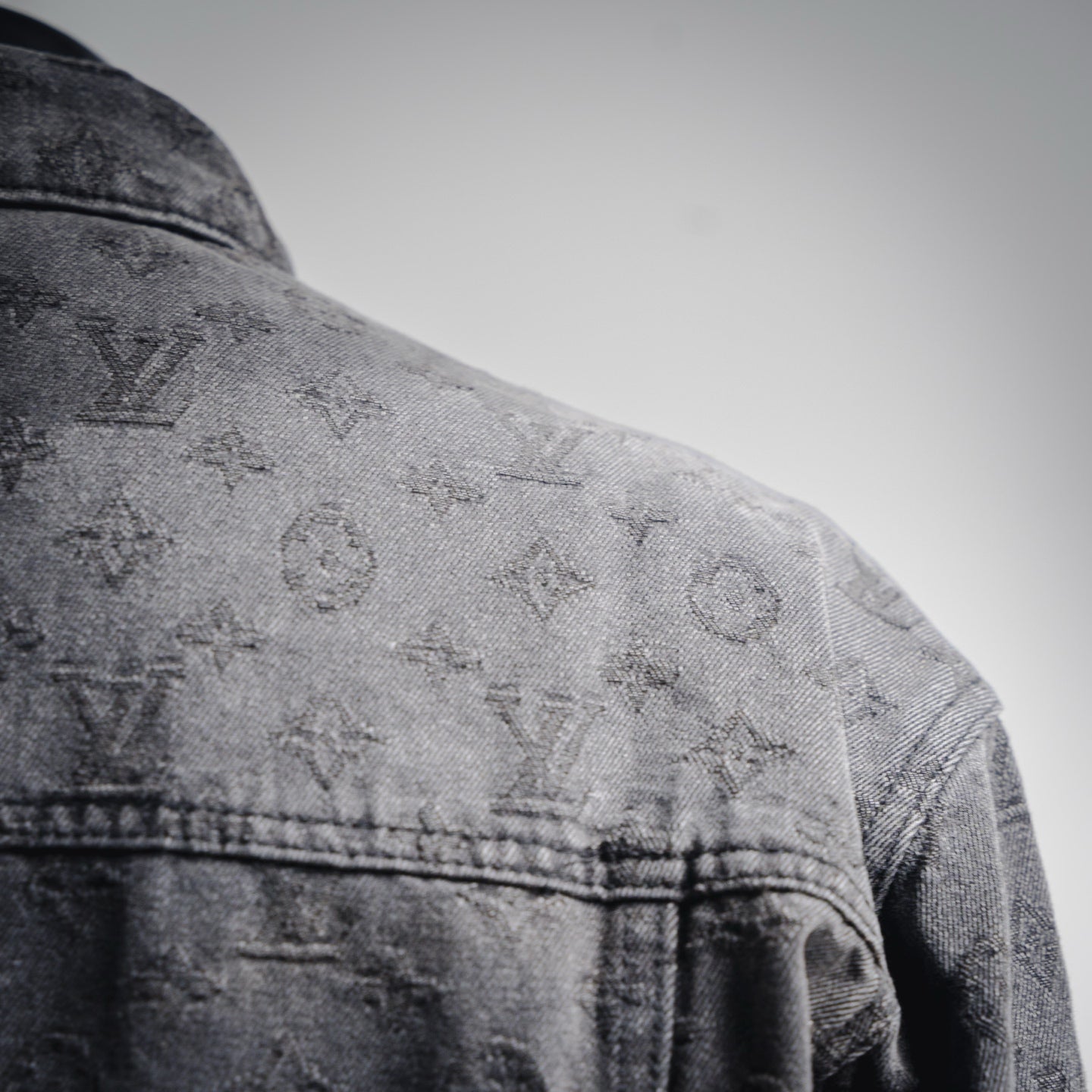 25FW Allover Monogram Gray Jacquard Denim Jacket