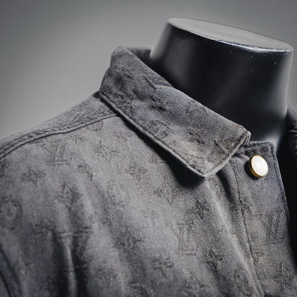 25FW Allover Monogram Gray Jacquard Denim Jacket