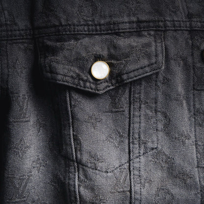 25FW Allover Monogram Gray Jacquard Denim Jacket