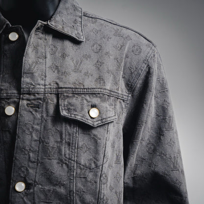25FW Allover Monogram Gray Jacquard Denim Jacket