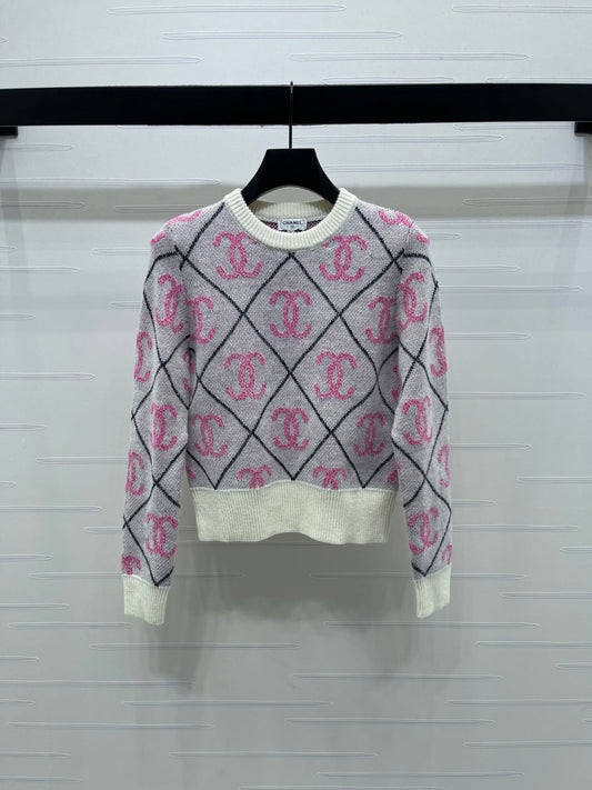 25fw Lingge round neck knitted sweater