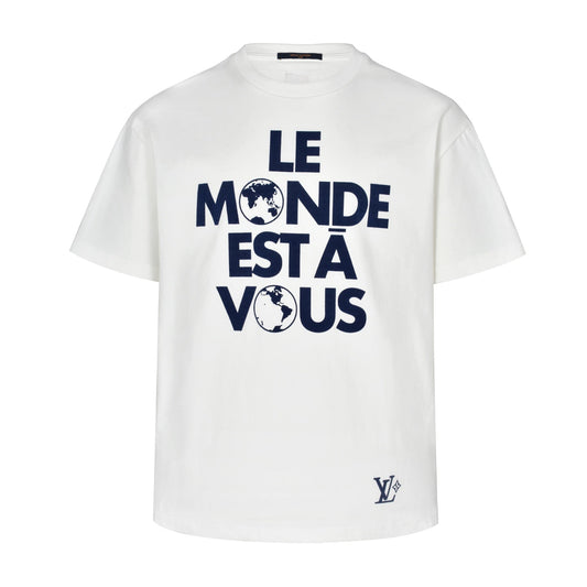 World globe flocked printed short sleeves