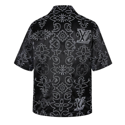 Arabesque boot thread embroidered short-sleeved shirt