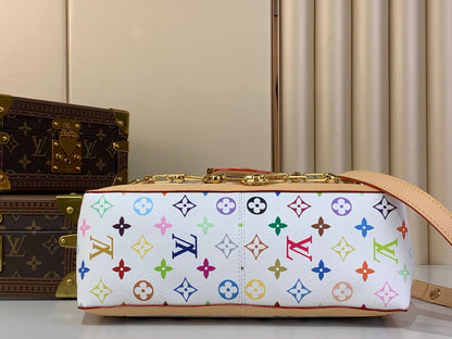 TM Dauphine Soft GM 28cm White Multicolored Cowhide-leather trim