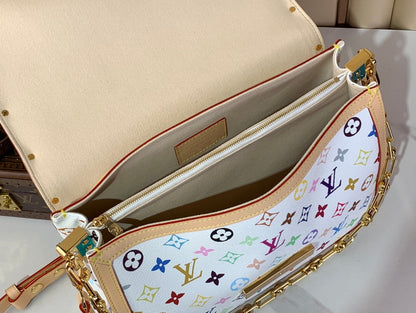 TM Dauphine Soft GM 28cm White Multicolored Cowhide-leather trim
