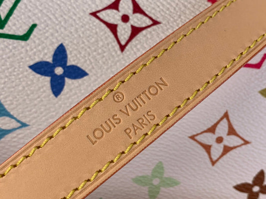 TM Dauphine Soft GM 28cm White Multicolored Cowhide-leather trim