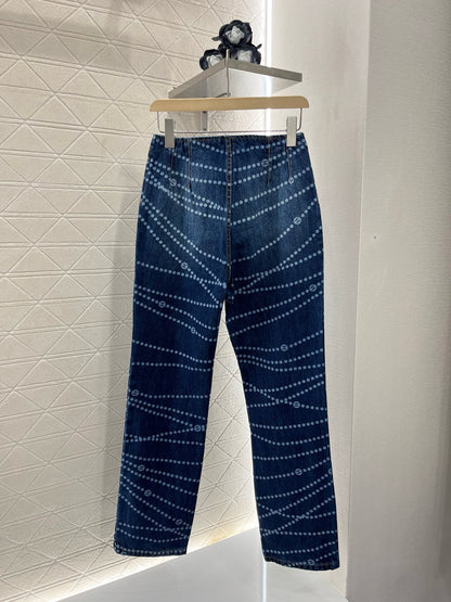 2025SS New Product Laser Pearl Chain Pocket Jeans
