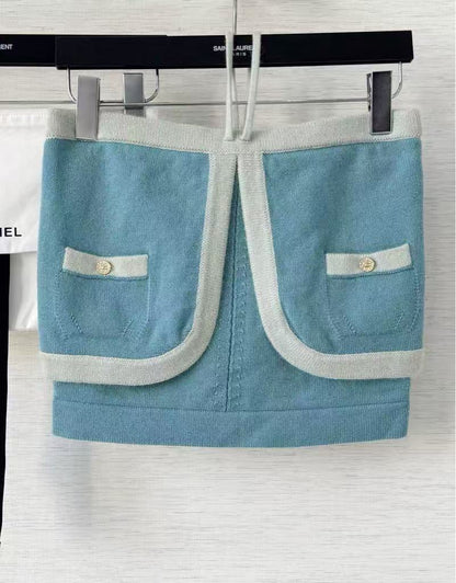 Pure wool, custom-colored and dyed, contrast-colored stitching, and camisole
