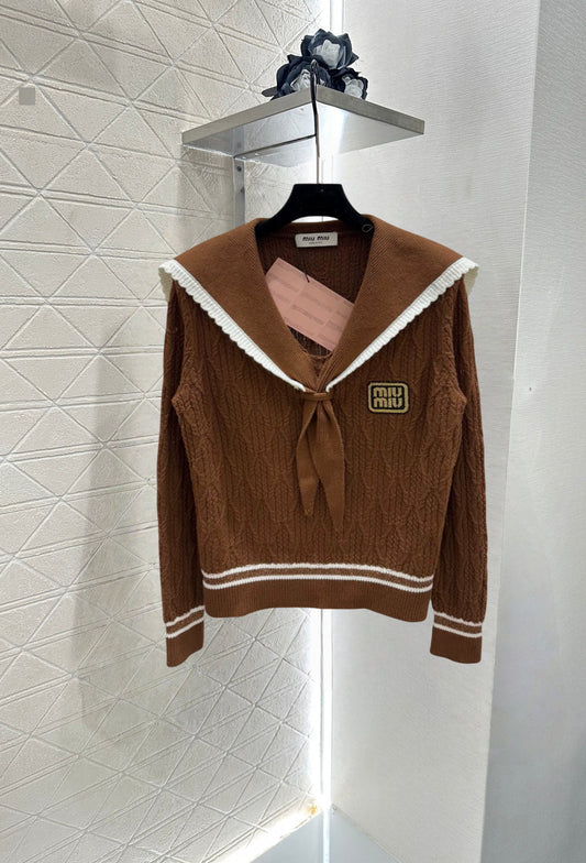 25fw Navy collar knitted sweater