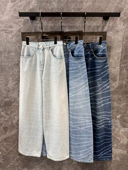 25 new pearl print logo wide-leg jeans