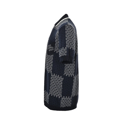 25ss checkerboard knitted short sleeve cardigan