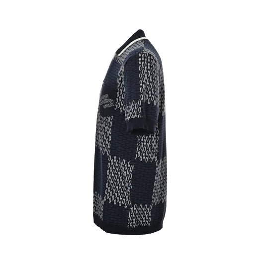 25ss checkerboard knitted short sleeve cardigan