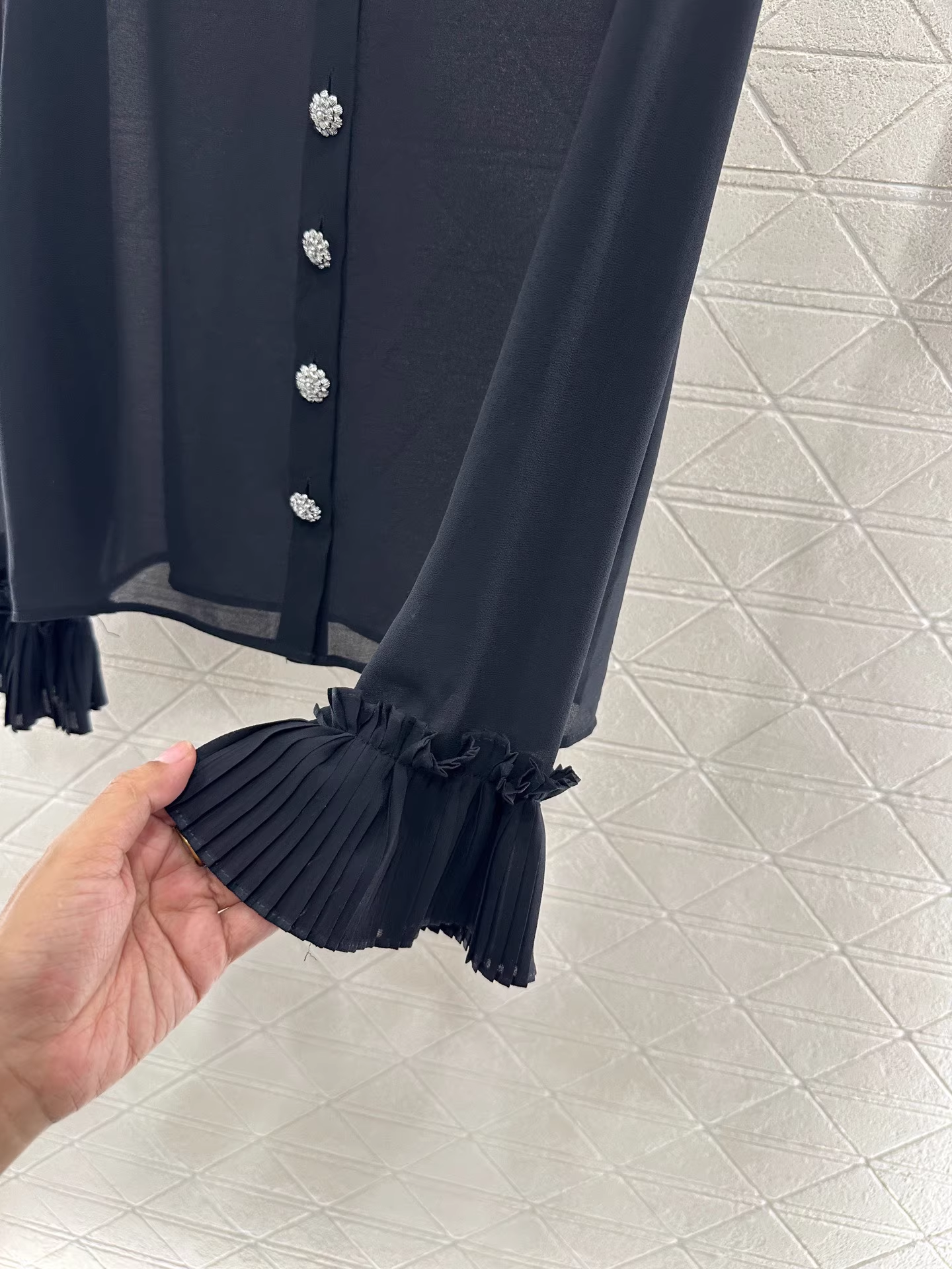25 Organ lace pleated shirt