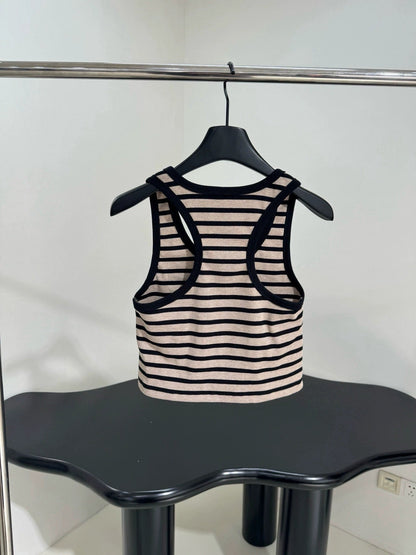 25SS New Wool Blended Striped Vest