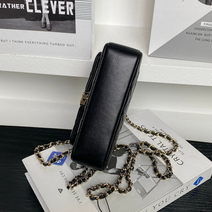 mini black lambskin chain bag