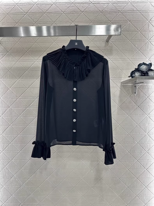 25 Organ lace pleated shirt