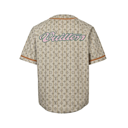 25ss fashion show collaboration embroidered short sleeved baseball shirt