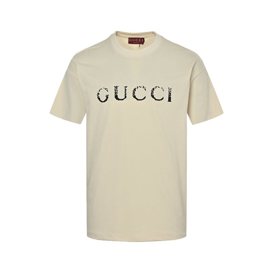 25ss Gradient letter logo printed short sleeved shirt