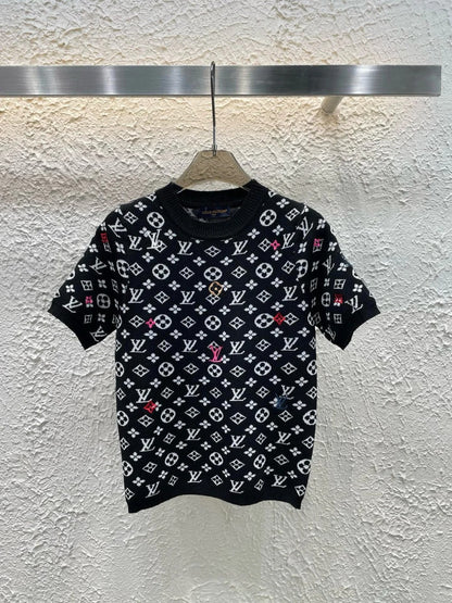 25ss new spring dark pattern jacquard knitted T-shirt